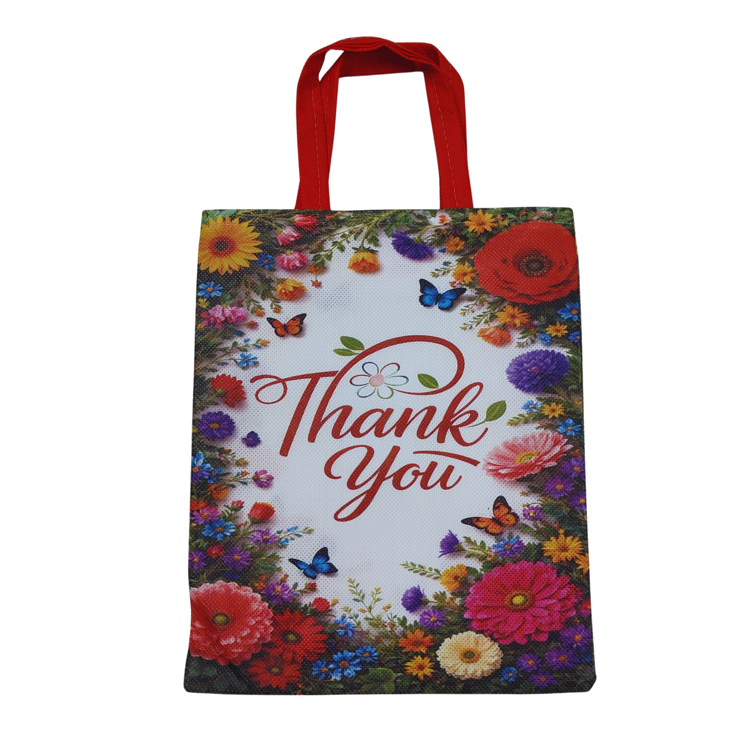Customized Floral Thank You Non-Woven Gift Bag