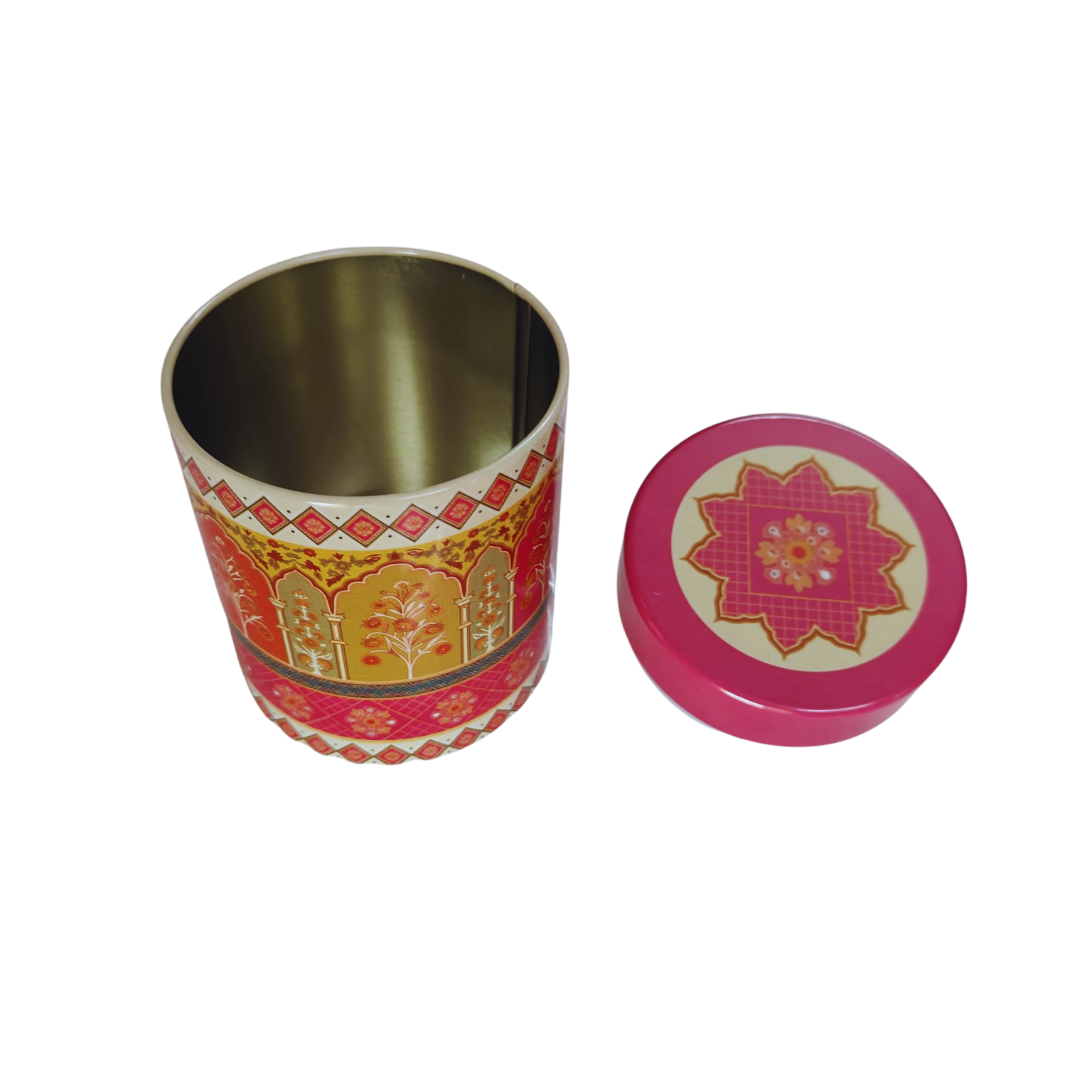 Cylindrical Storage Container- Pink Floral Print design Small - Image 2