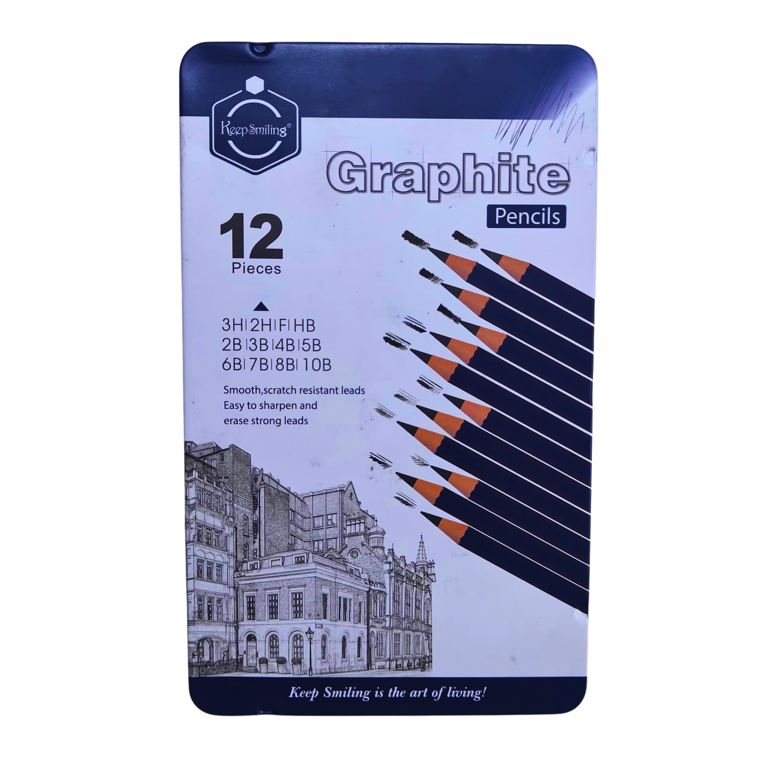 Graphite Pencil 12 pcs – Metal Tin Box (1 set)