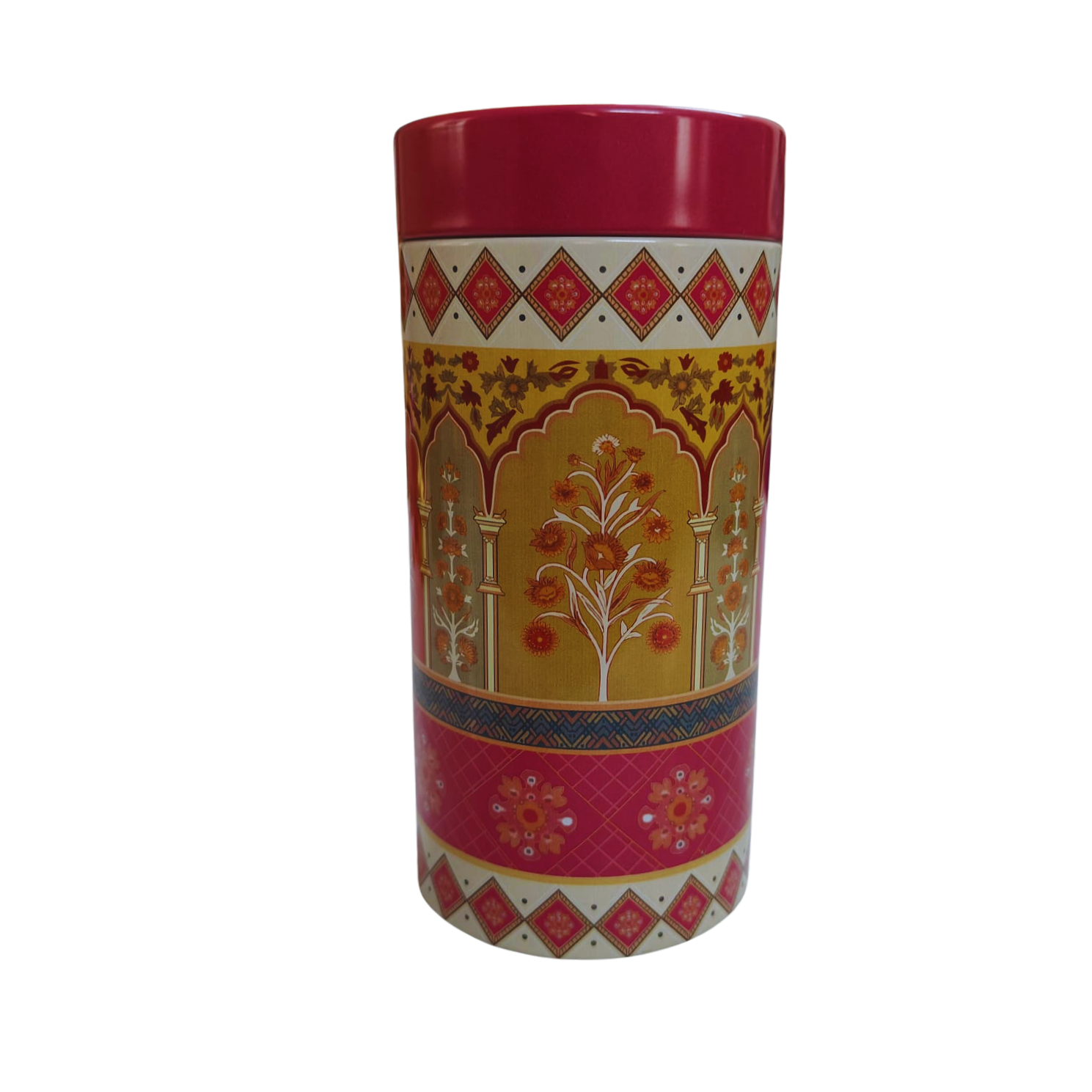 Cylindrical Storage Container- Pink Floral Print design Big