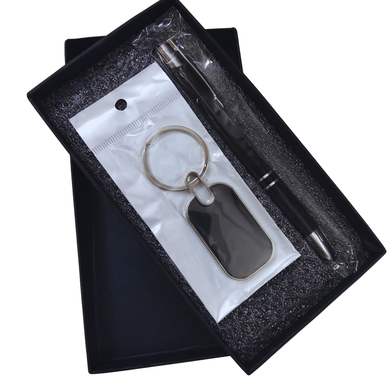 Metal Pen and Key Chain Cambo Set (Black) with Box - Image 2