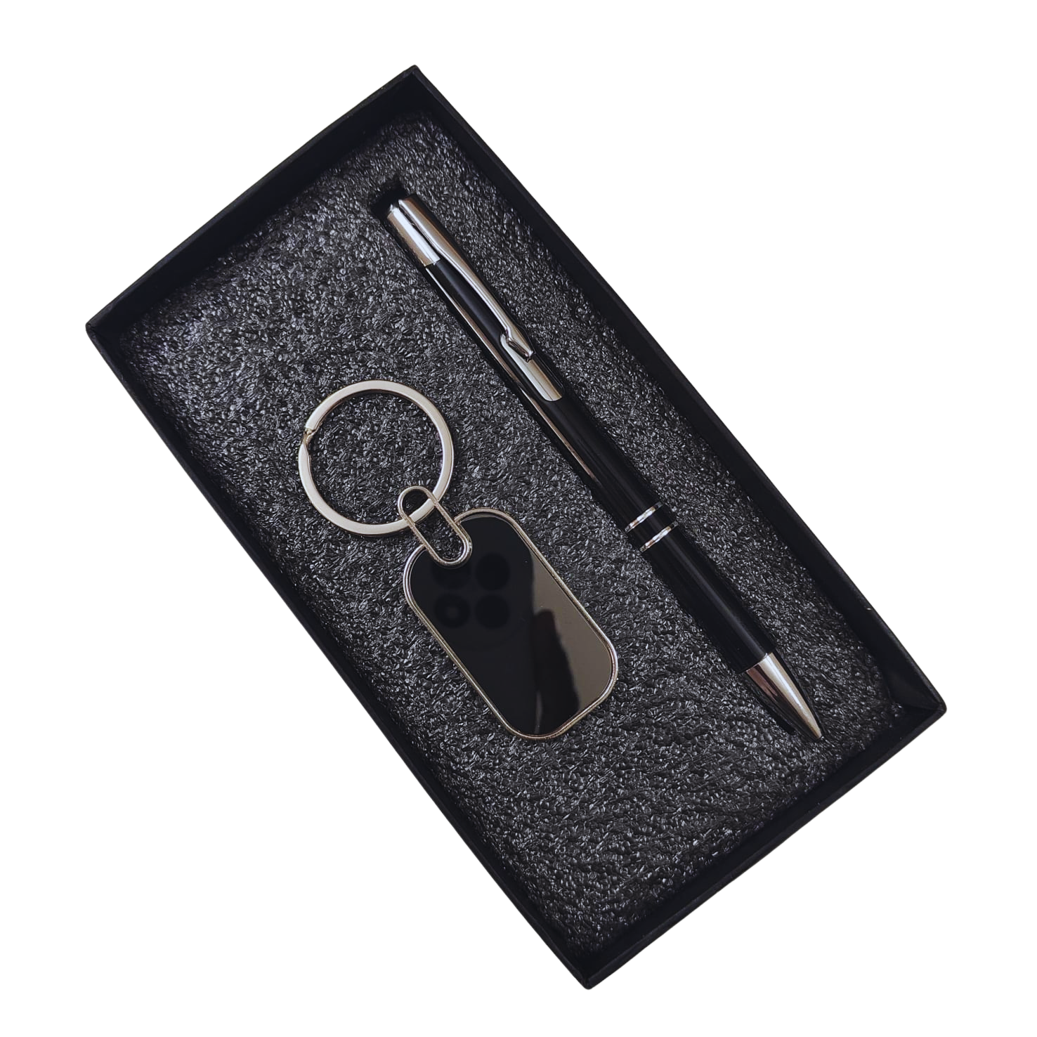 Metal Pen and Key Chain Cambo Set (Black) with Box