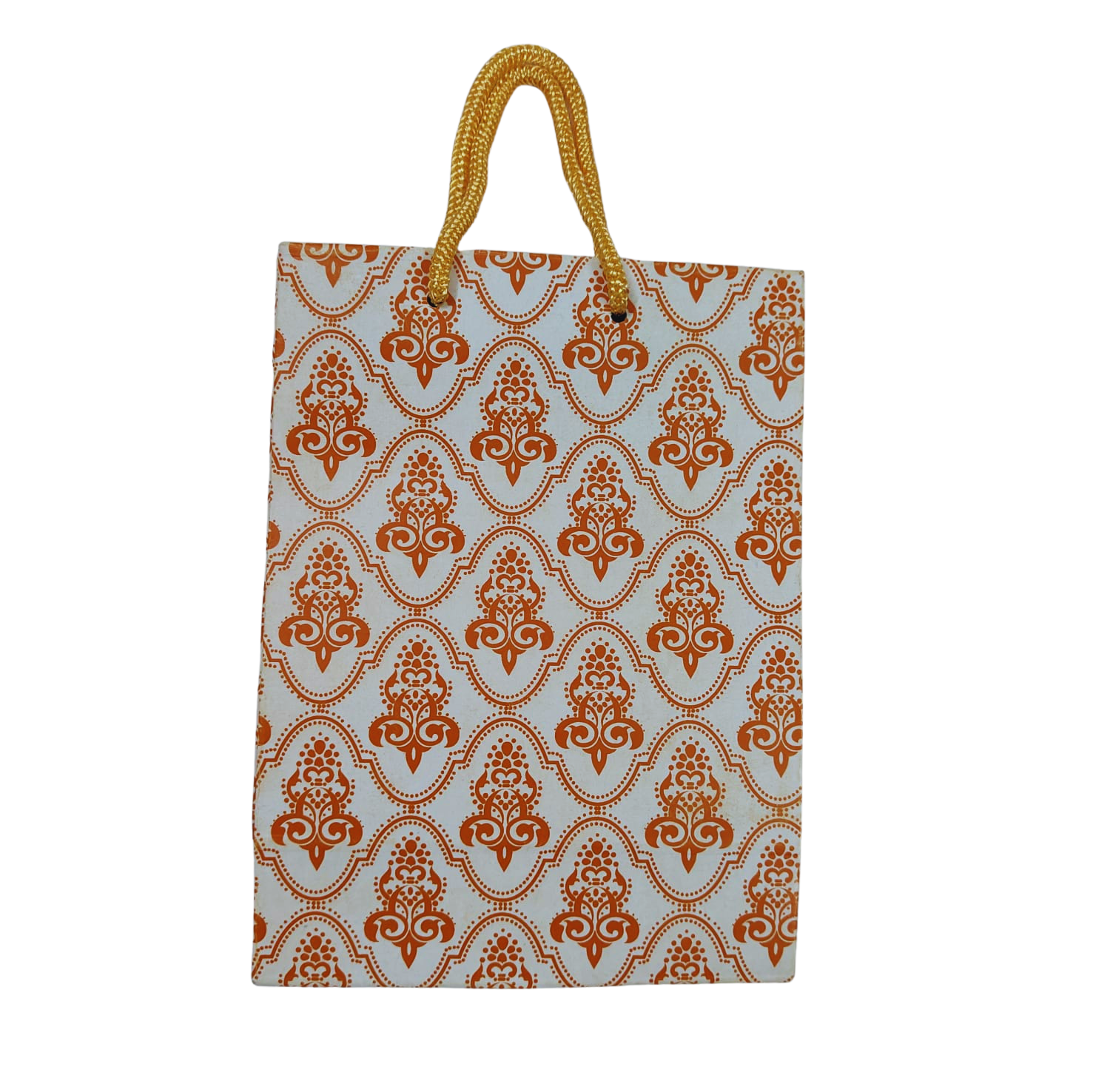 Printed Matte Paper Bag with Rope Handle (Floral Orange - Card Board Bag) - Image 4