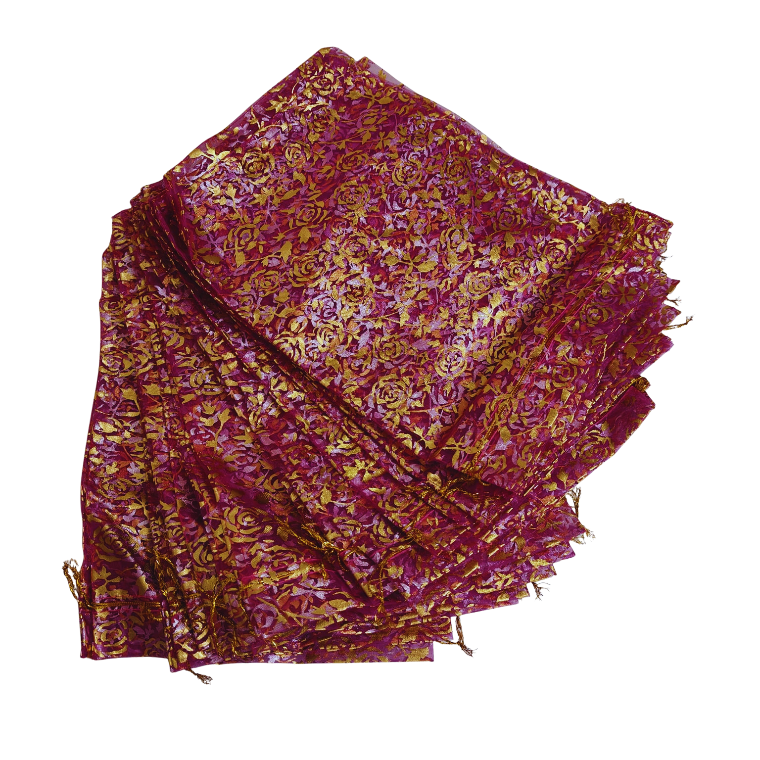 Printed Organza potly bags (Pink) Pack of 40