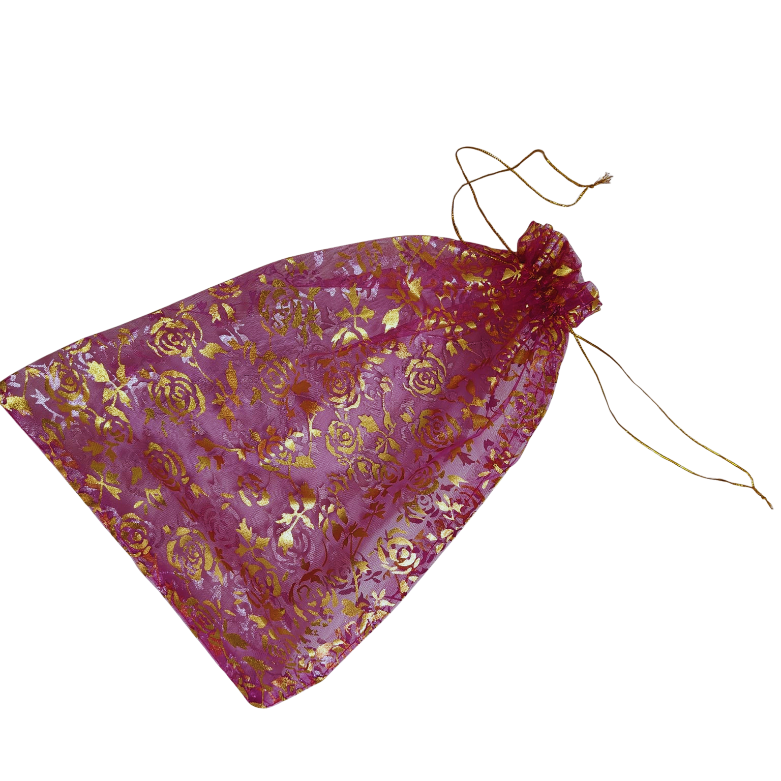 Printed Organza potly bags (Pink) Pack of 40 - Image 3