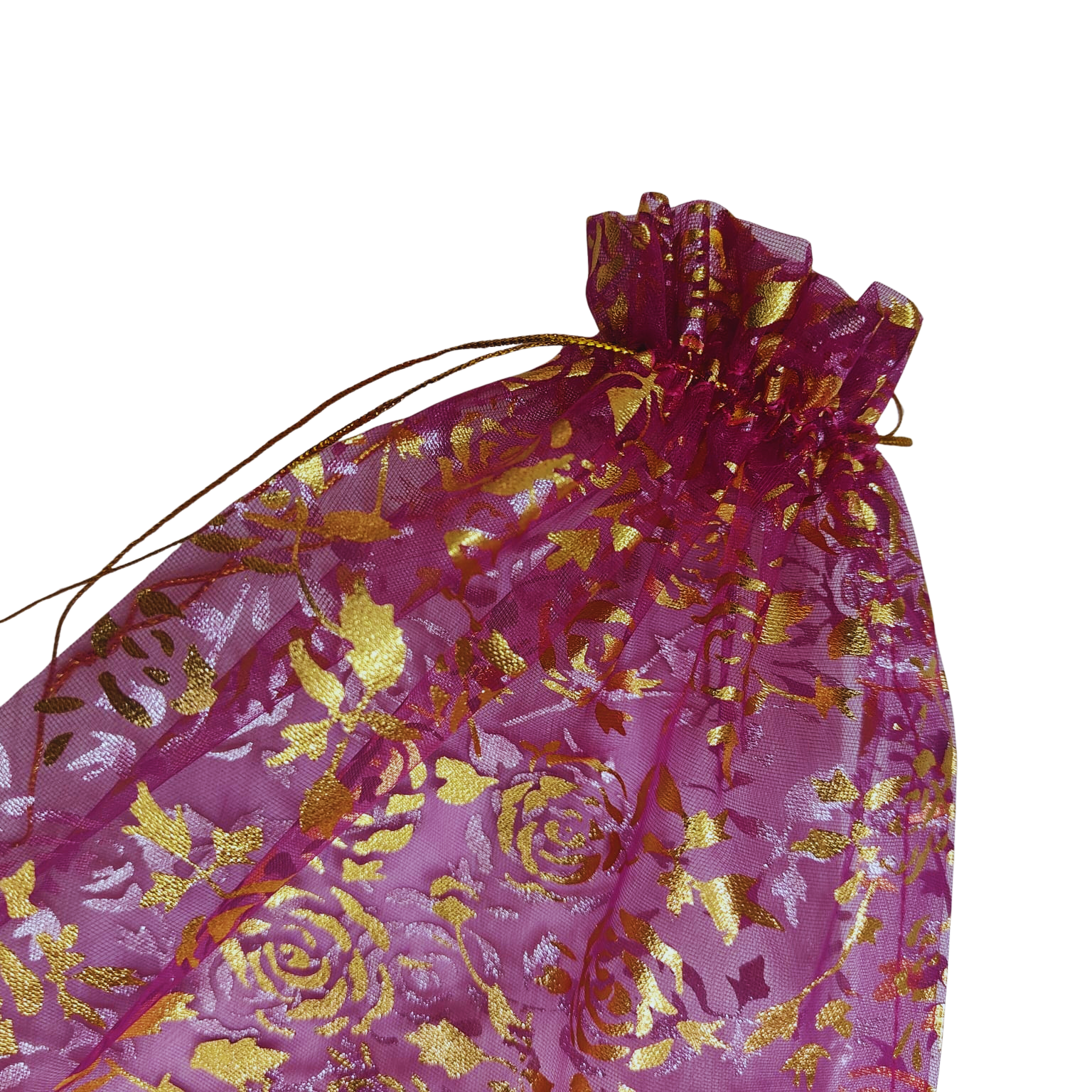Printed Organza potly bags (Pink) Pack of 40 - Image 4