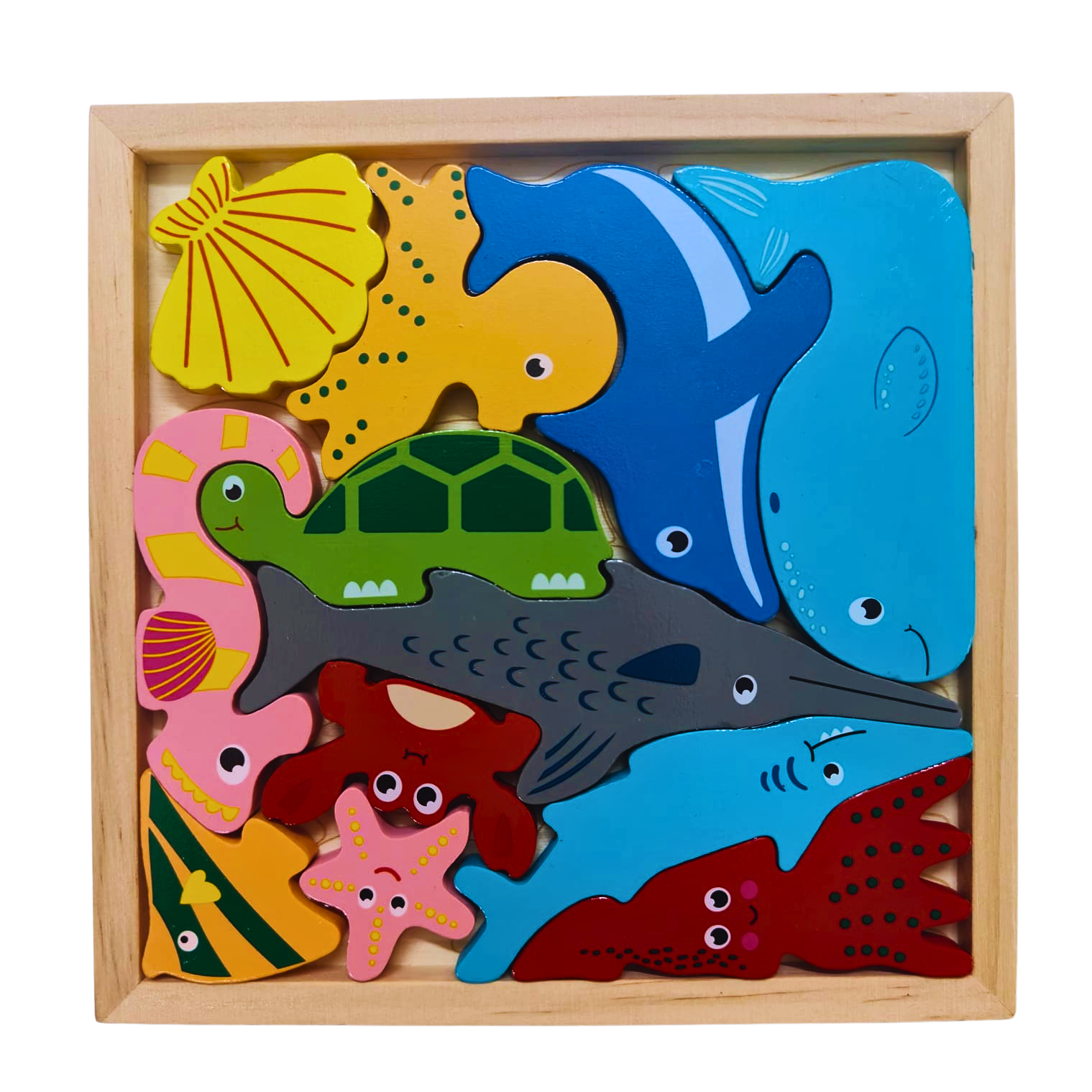 Wooden 3 D Congrat Sea Animals Puzzle