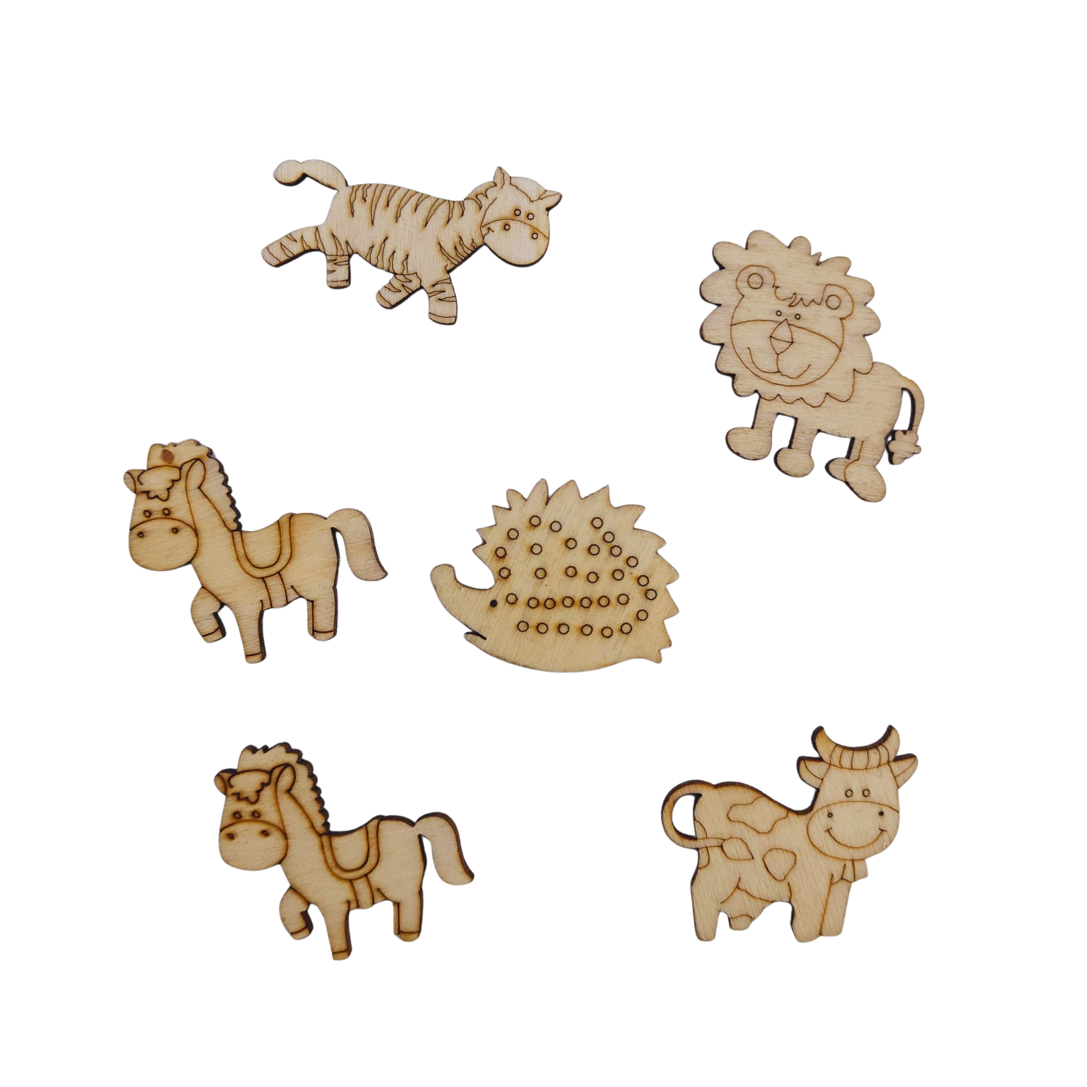 Wooden Craft Animal Design 6 pcs (1set)