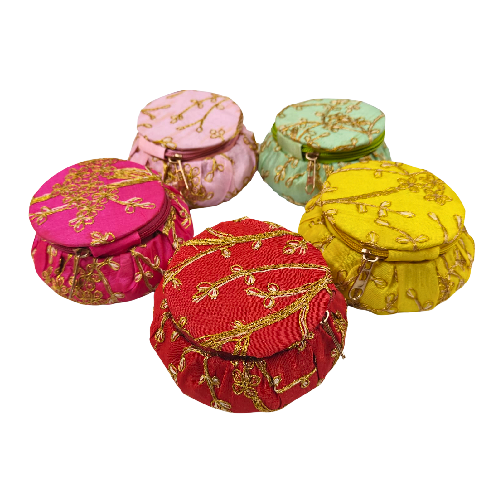 Embroidered Pot Type Zipper Gift Box- Small- (Dm*H) 7cm * 4cm